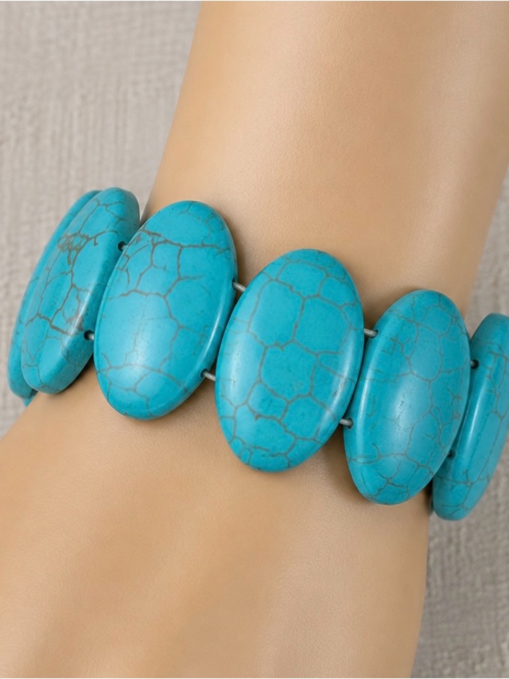 NEW-Howlite Turquoise Gemstone Elastic Bracelet